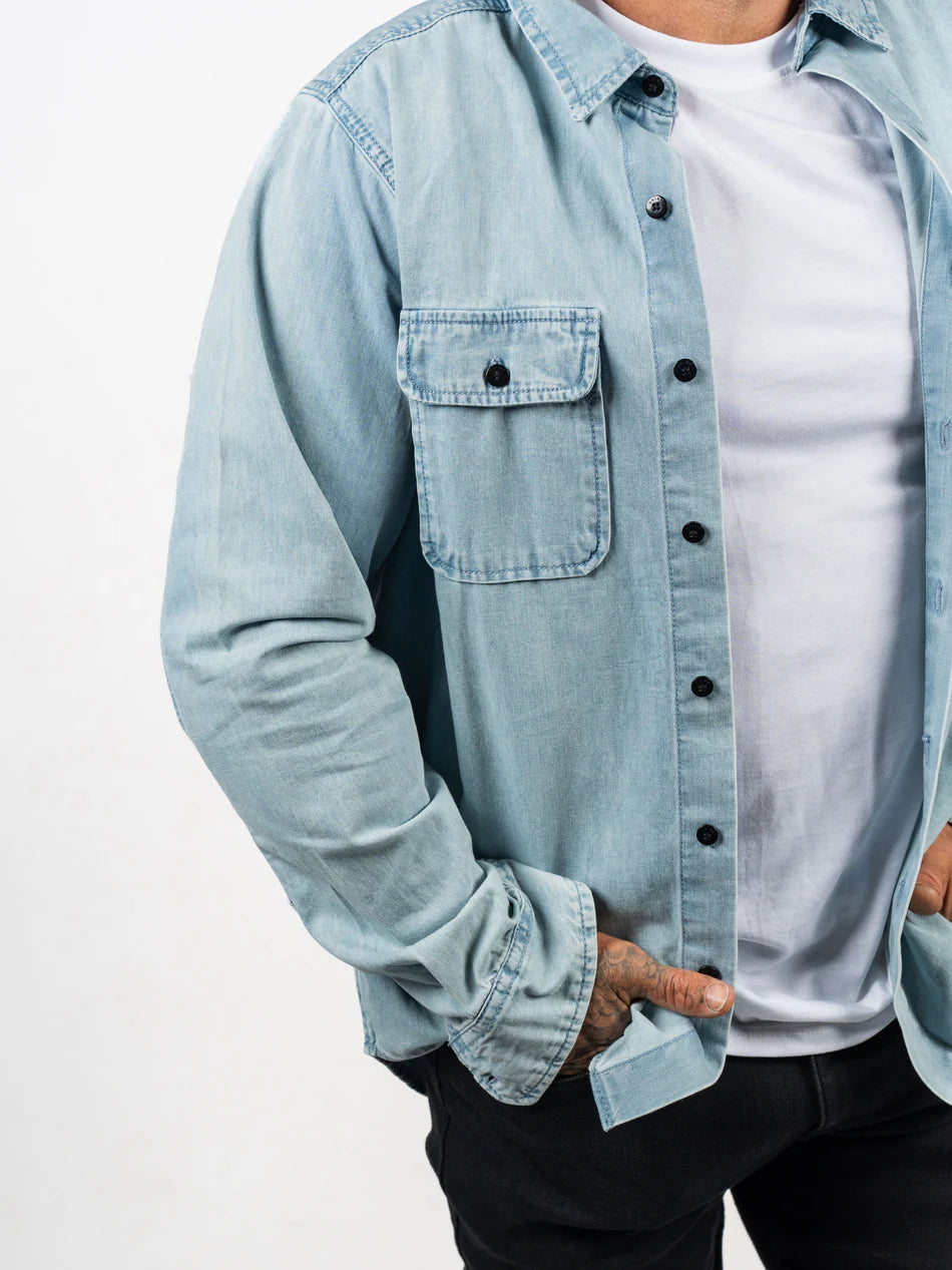 SA1NT-Bleached Denim Shirt