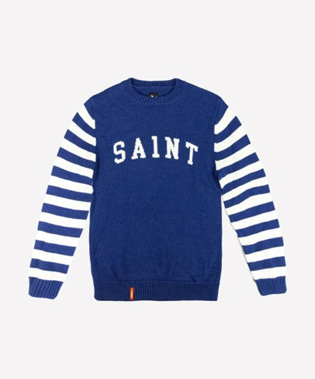 SAINT-RETRO KNIT CREW-NAVY STRIPE