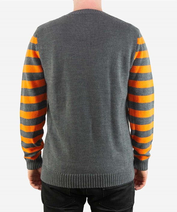 SA1NT-RETRO KNIT CREW-CHARCOAL STRIPE