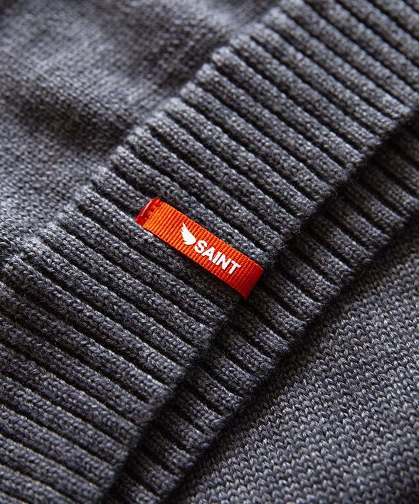 SA1NT-RETRO KNIT CREW-CHARCOAL STRIPE