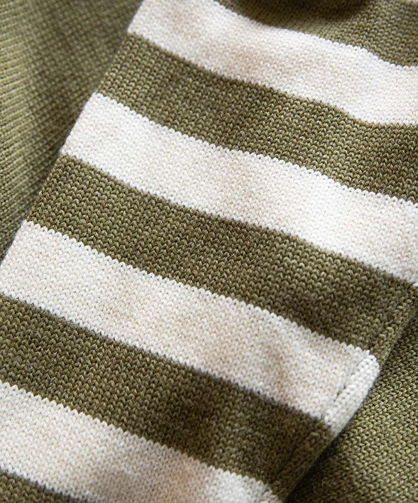 SA1NT-RETRO KNIT CREW-OLIVE STRIPE